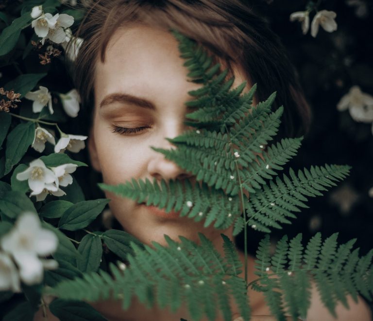 Girl portrait with natural herb